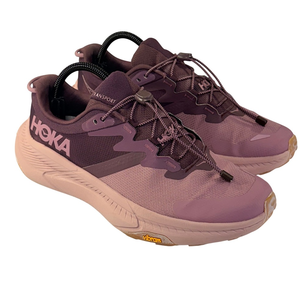 Hoka One One Transport Walking Shoes Women 9.5 Wistful Mauve Vibram Bungee Trail
